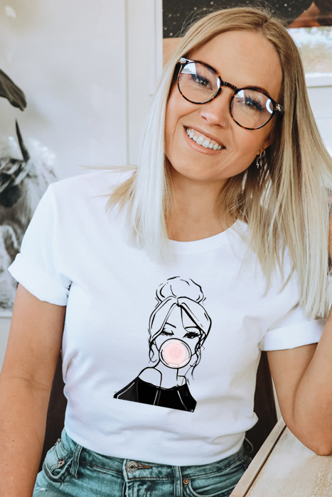 Bubble Gum Woman Graphic Tee, Bella Canvas Tee