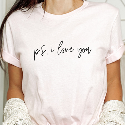 P.S. I Love You Printed Tee, Valentines Tee, Bella Canvas