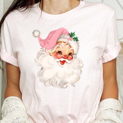 Pink Santa Graphic Tee, Bella Canvas 