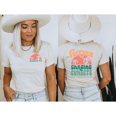 Forever Chasing Sunsets Graphic Tee, Bella Canvas Tee, Summer Shirt