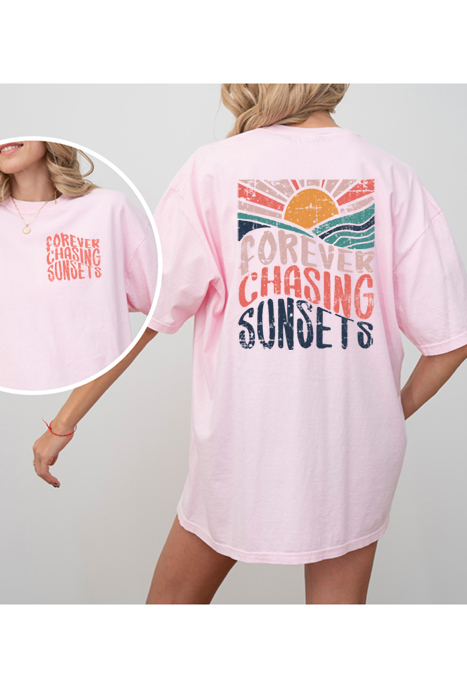 Forever Chasing Sunsets Graphic Tee, Comfort Color Shirt, Summer Tee