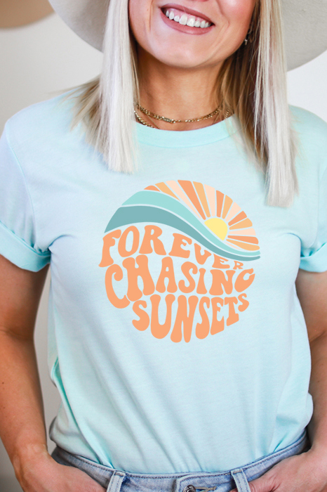 Forever Chasing Sunsets Tee, Beach Tee, Vacation Shirt, Bella Canvas