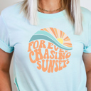  Forever Chasing Sunsets Tee, Beach Tee, Vacation Shirt, Bella Canvas