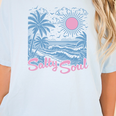 Salty Soul Graphic Tee, Comfort Color Tee, Ocean Shirt
