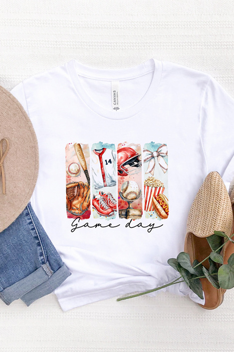 Baseball Game Day Graphic Tee, Printed Tee, Baseball, Game Day Shirt