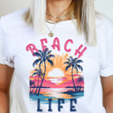 Medium White Beach Life Graphic Tee, Bella Canvas Tee, Summe Style Shirt