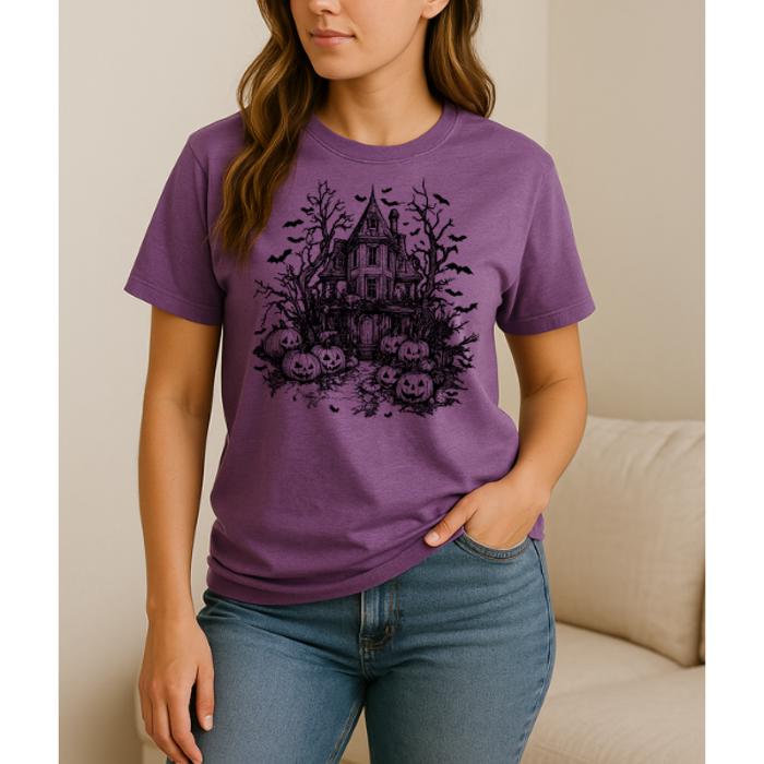 Haunted House Graphic Tee, Halloween Tee