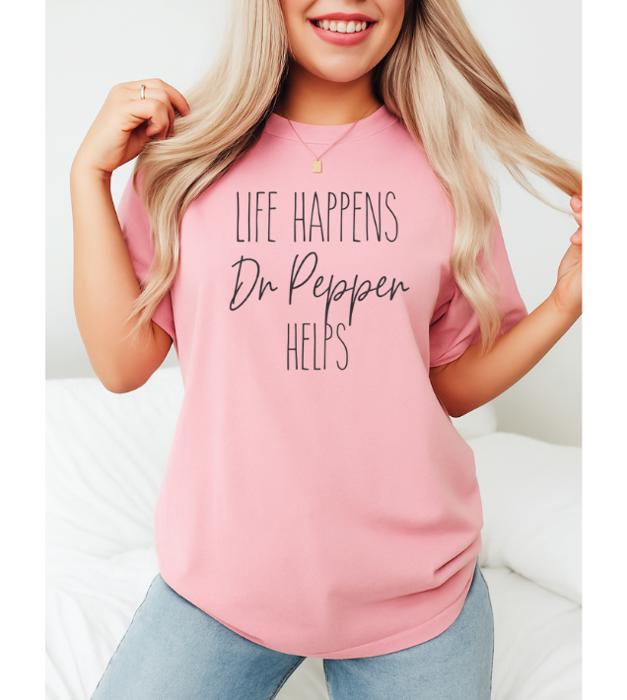 Life Happens Coffee Helps Graphic Tee, Comfort Color Shirt