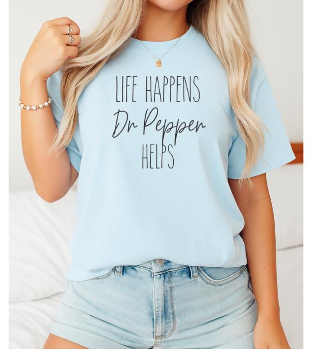 Life Happens Coffee Helps Graphic Tee, Comfort Color Shirt