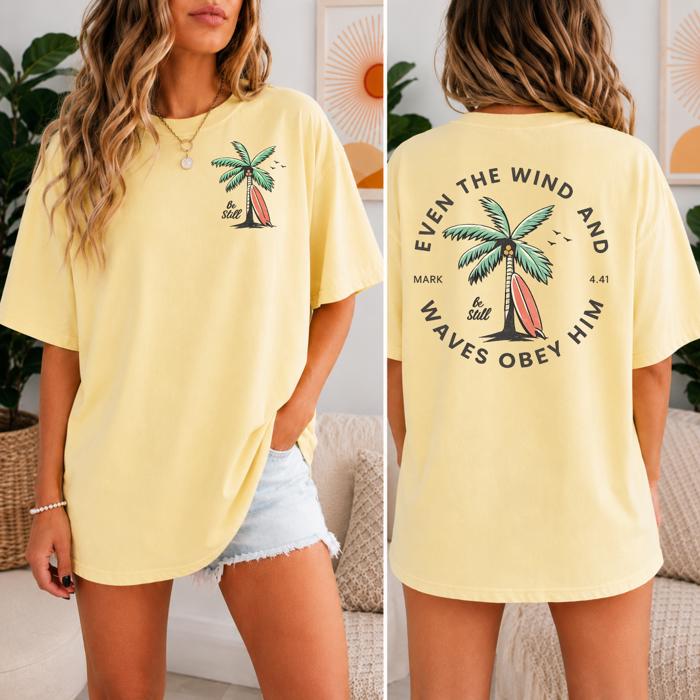 Be Still Oversized Tee, Comfort Color, Christian Tee, Beach Vibe