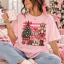  Nutcracker Christmas Comfort Colors Tee, Pink Bow Holiday Shirt, Christmas Tree Graphic Tee
