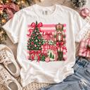  Nutcracker Christmas Comfort Colors Tee, Pink Bow Holiday Shirt, Christmas Tree Graphic Tee