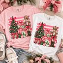  Nutcracker Christmas Comfort Colors Tee, Pink Bow Holiday Shirt, Christmas Tree Graphic Tee