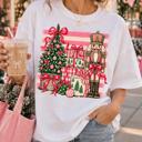  Nutcracker Christmas Comfort Colors Tee, Pink Bow Holiday Shirt, Christmas Tree Graphic Tee