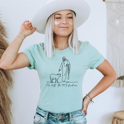 He Left The 99 Graphic Tee, Christian Tee, Bella Canvas Shirt