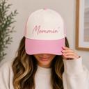 Pink/White/Pink Embroidered  Mommin' Baseball Cap