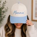 Light Blue/Natural Embroidered  Mommin' Baseball Cap