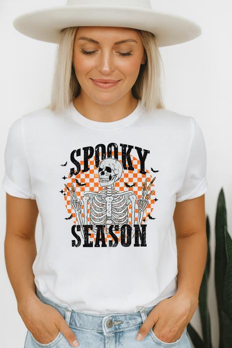 Skeleton Spooky Season Graphic Tee, Halloween Shirt