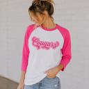  Cougars Raglan Baseball Tee, Game Day Shirt, School Spirit 3/4 Sleeve Tee, Unisex Team Shirt