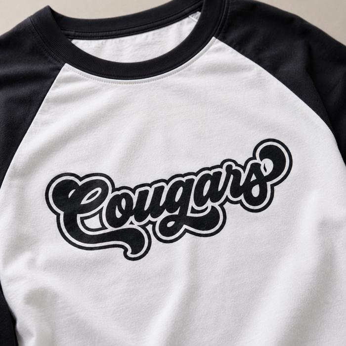 Cougars Raglan Baseball Tee, Game Day Shirt, School Spirit 3/4 Sleeve Tee, Unisex Team Shirt