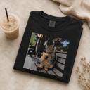  Funny Coffee Cat Shirt, Cat Lover Graphic Tee, Iced Coffee T-Shirt, Trendy Cat Shirt, Coffee Lover Gift, Black Comfort Colors Tee