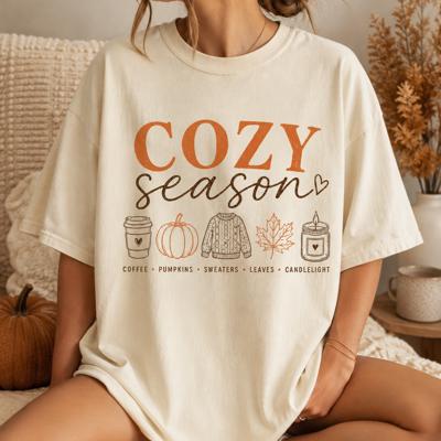 Cozy Season Comfort Colors, Fall Graphic Tee, Pumpkin Coffee Sweater Autumn Shirt, Cozy Fall Shirt Women