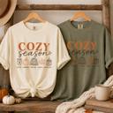  Cozy Season Comfort Colors, Fall Graphic Tee, Pumpkin Coffee Sweater Autumn Shirt, Cozy Fall Shirt Women
