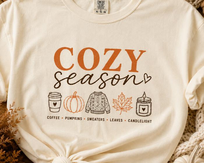 Cozy Season Comfort Colors, Fall Graphic Tee, Pumpkin Coffee Sweater Autumn Shirt, Cozy Fall Shirt Women