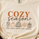  Cozy Season Comfort Colors, Fall Graphic Tee, Pumpkin Coffee Sweater Autumn Shirt, Cozy Fall Shirt Women