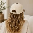  Homebody Embroidered 5 Panel Corduroy Baseball Cap with Plaid Brim