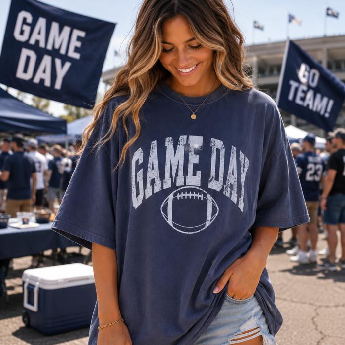 Game Day Football Graphic Tee, Comfort Color Tee, Sports Shirt, Football Shirt