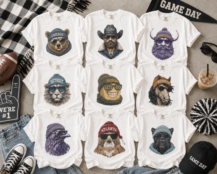Football Team Mascot Tees, Game Day Tees, Comfort Color