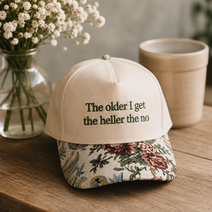 Heller The No Embroidered Baseball CapThe Older I Get The Heller The No Hat, Funny Embroidered Hat , Floral Brim Baseball Cap ,Two Tone Snapback ,Gift for Her, Boutique Hat