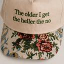  Heller The No Embroidered Baseball CapThe Older I Get The Heller The No Hat, Funny Embroidered Hat , Floral Brim Baseball Cap ,Two Tone Snapback ,Gift for Her, Boutique Hat
