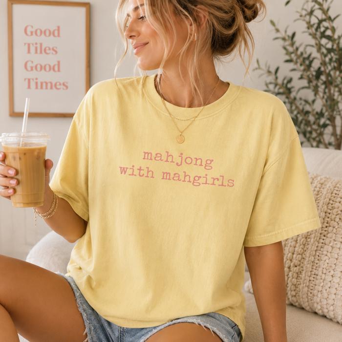Mahjong With Mahgirls Comfort Colors Tee, Funny Mahjong Shirt, Mahjong Gift for Women, Cute Mahjong Graphic T-Shirt, Mahjong Club Tee