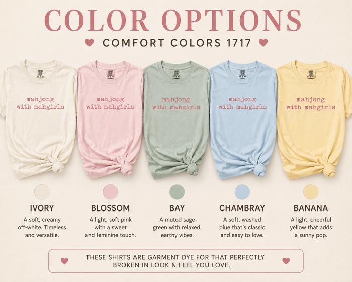 Mahjong With Mahgirls Comfort Colors Tee, Funny Mahjong Shirt, Mahjong Gift for Women, Cute Mahjong Graphic T-Shirt, Mahjong Club Tee