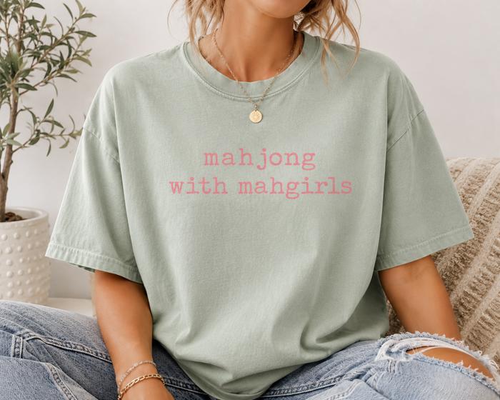 Mahjong With Mahgirls Comfort Colors Tee, Funny Mahjong Shirt, Mahjong Gift for Women, Cute Mahjong Graphic T-Shirt, Mahjong Club Tee