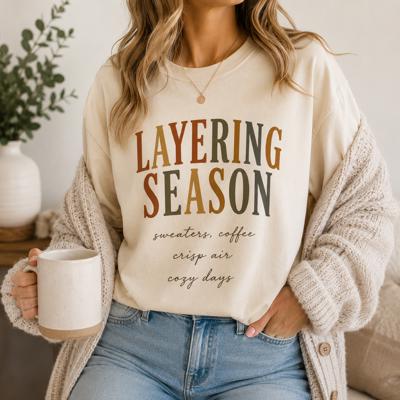 Layering Season Tee, Fall Graphic Shirt, Cozy Autumn Shirt, Oversized Vintage Fall Tee, Pumpkin Season Shirt, Cozy Coffee Tee, Cute Fall Outfit