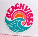  Beach Vibes PVC Rubber Patch Hat, Stripe Brim, Vacation Cap, Snapback