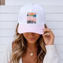  Forever Chasing Sunsets PVC Rubber Patch Hat, Striped Brim Hat