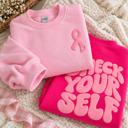  Check Yourself Pink Puff Print Crewneck Sweatshirt, Breast Cancer Ribbon Shirt, Pink October Sweatshirt, Breast Cancer Awareness Sweatshirt
