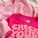  Check Yourself Pink Puff Print Crewneck Sweatshirt, Breast Cancer Ribbon Shirt, Pink October Sweatshirt, Breast Cancer Awareness Sweatshirt