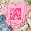  Breast Cancer Awareness Shirt, Pink Ribbon Comfort Colors Tee, Floral Breast Cancer Graphic Shirt, Pink October Support Tee