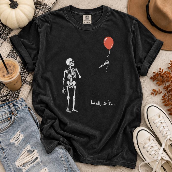 Well Shit Graphic Tee, Funny Halloween Shirt, Skeleton Shirt, Spooky Season Tee, Comfort Colors Halloween Shirt, Funny Fall Shirt