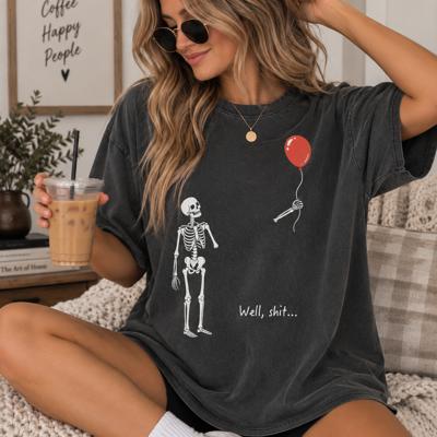 Well Shit Graphic Tee, Funny Halloween Shirt, Skeleton Shirt, Spooky Season Tee, Comfort Colors Halloween Shirt, Funny Fall Shirt