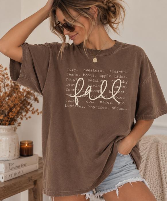 Fall Shirt for Women, Comfort Colors Fall Tee, Oversized Autumn Shirt, Pumpkin Patch Apple Cider Tee, Cozy Fall Graphic T-Shirt