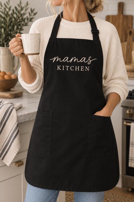Personalized Embroidered Apron, Custom Name Apron, Custom Text Cooking Apron, Gift for Mom Grandma Dad, Baking Kitchen BBQ Gift  Description