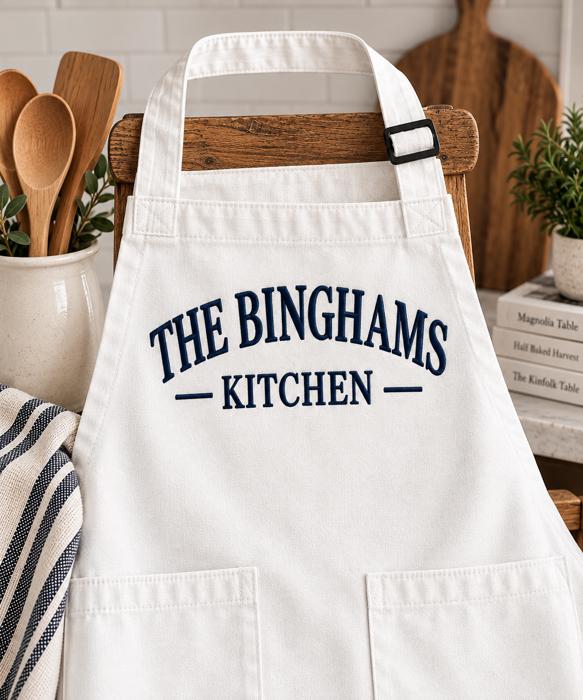 Personalized Embroidered Apron, Custom Name Apron, Custom Text Cooking Apron, Gift for Mom Grandma Dad, Baking Kitchen BBQ Gift  Description