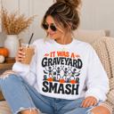  Graveyard Smash Halloween Sweatshirt, Dancing Skeleton Crewneck, Gildan Halloween Shirt,  Retro Spooky Season Sweatshirt