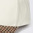 Homebody Embroidered 5 Panel Corduroy Baseball Cap with Plaid Brim